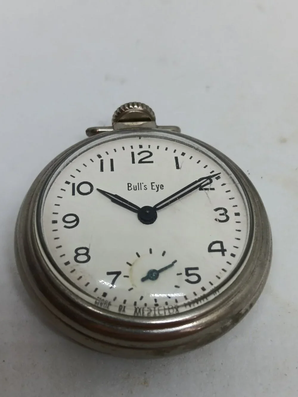 VINTAGE 1972 Westclox Bull's Eye 50mm Manual Wind USA Made Pocket Watch WORKING